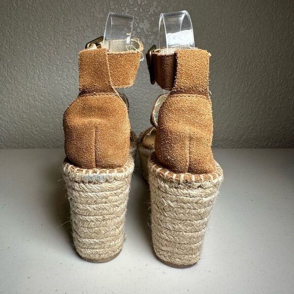 Soludos Womens 6 Palma Platform Wedge Sandals Brown Espadrille Buckle Leather - Picture 8 of 9